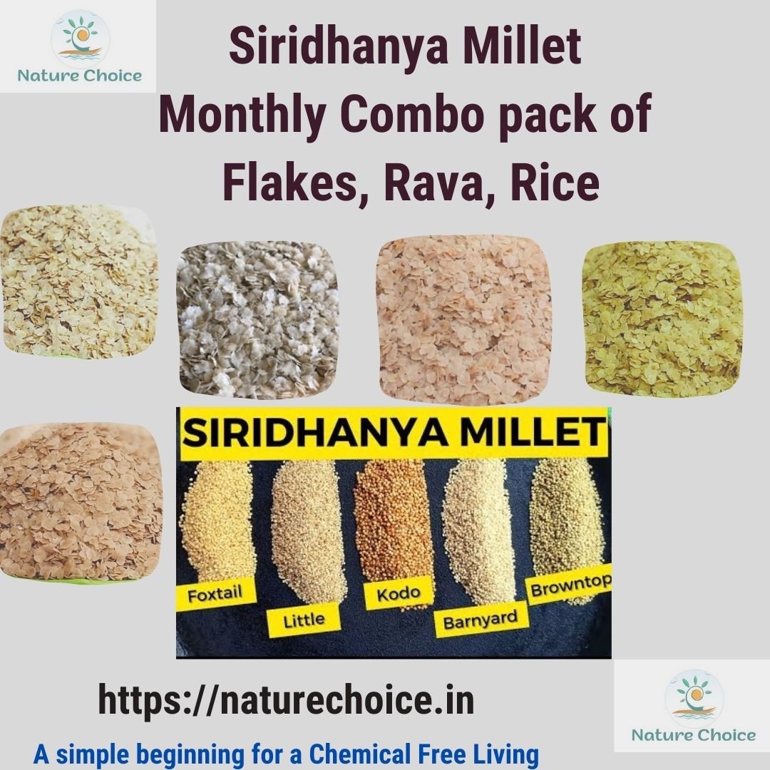 Siridhanya Monthly Combo Pack - Millets Rice Ravva Flakes - Free Shipping NCE Siridhanya Monthly Rice Rava Flakes combo pack
